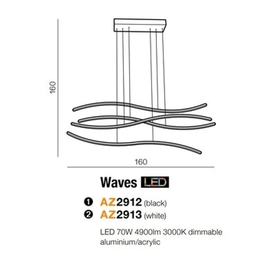 Waves LED Pendant Black