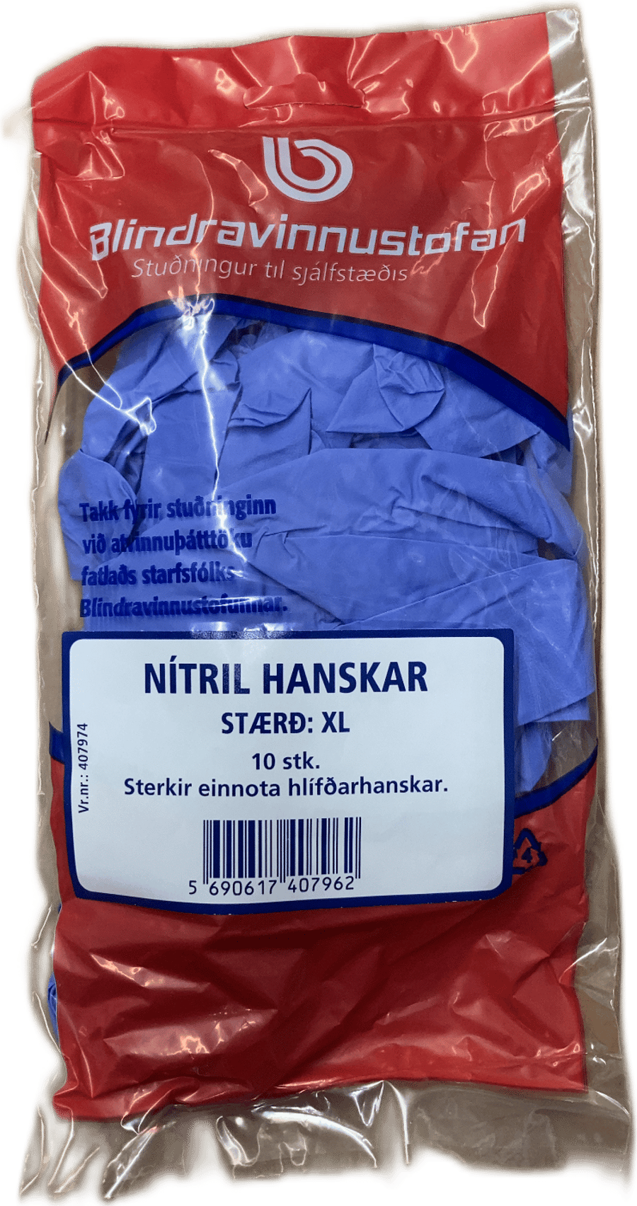 Blindravinnustofan Nítril Hanskar XL 10 stk