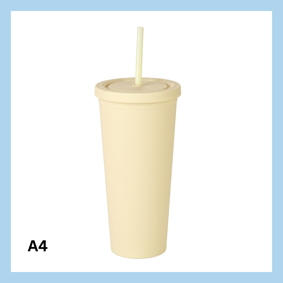 700ml glas með röri – 17 litir - A9