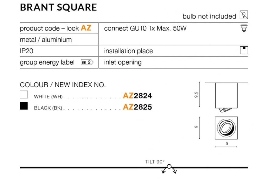 Azzardo Brant White Square