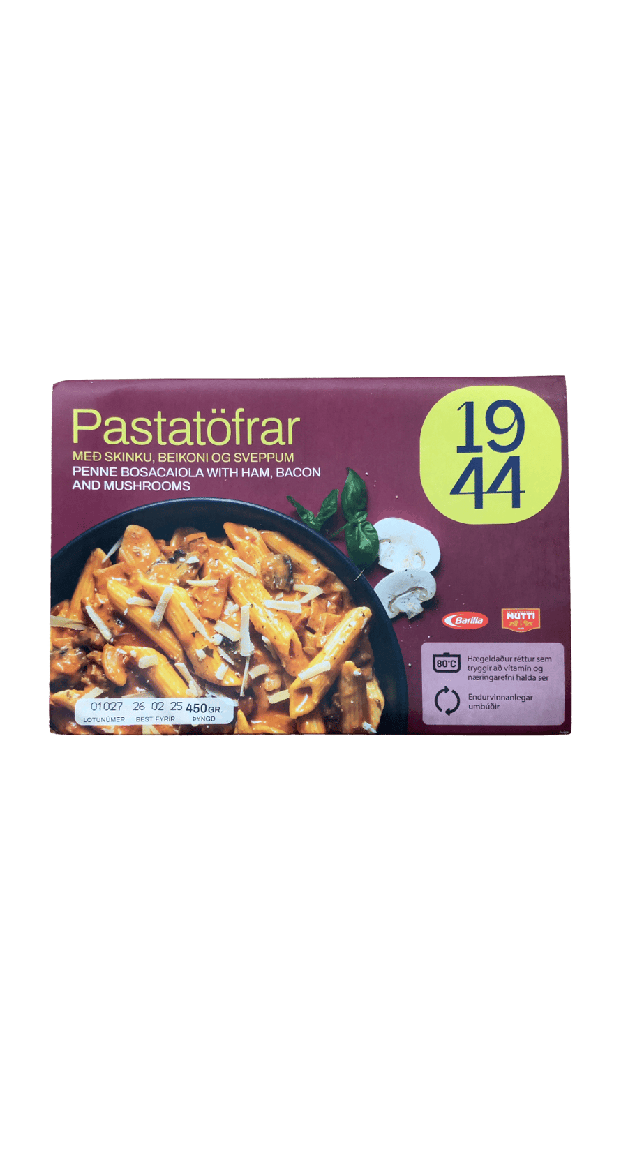 Sláturfélag Suðurlands Pastatöfrar Penne Boscaiola með skinku, beikoni og sveppum 450 g