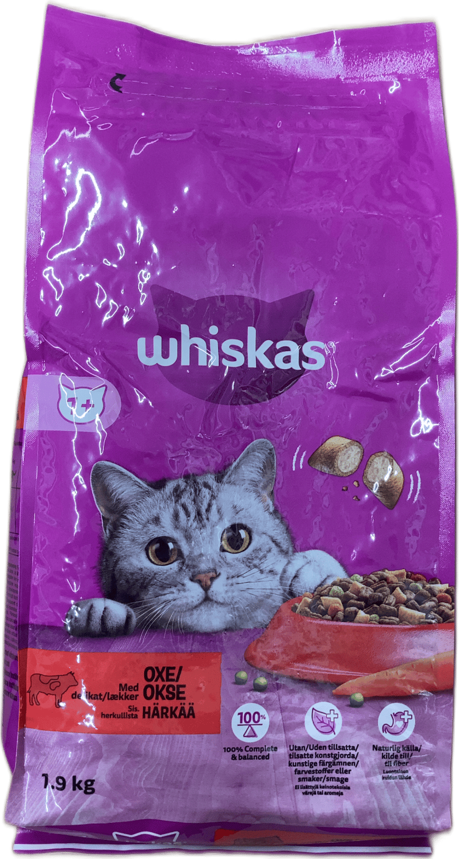 Whiskas þurrfóður fyrir fullorðna ketti með nautakjöti 1,9 kg