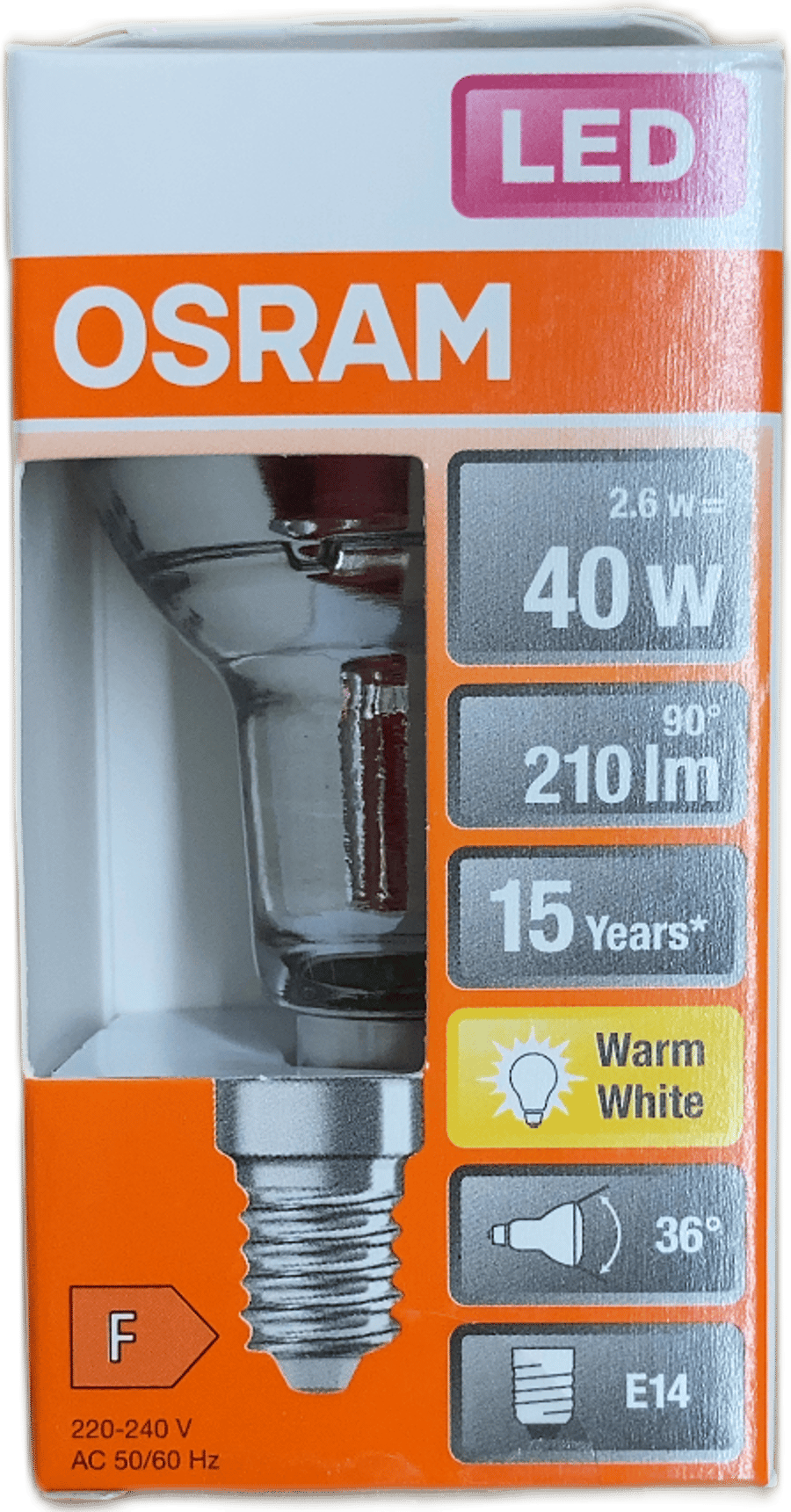 Osram LED Star R50 40 36° E14 2,6 W hlýhvítt