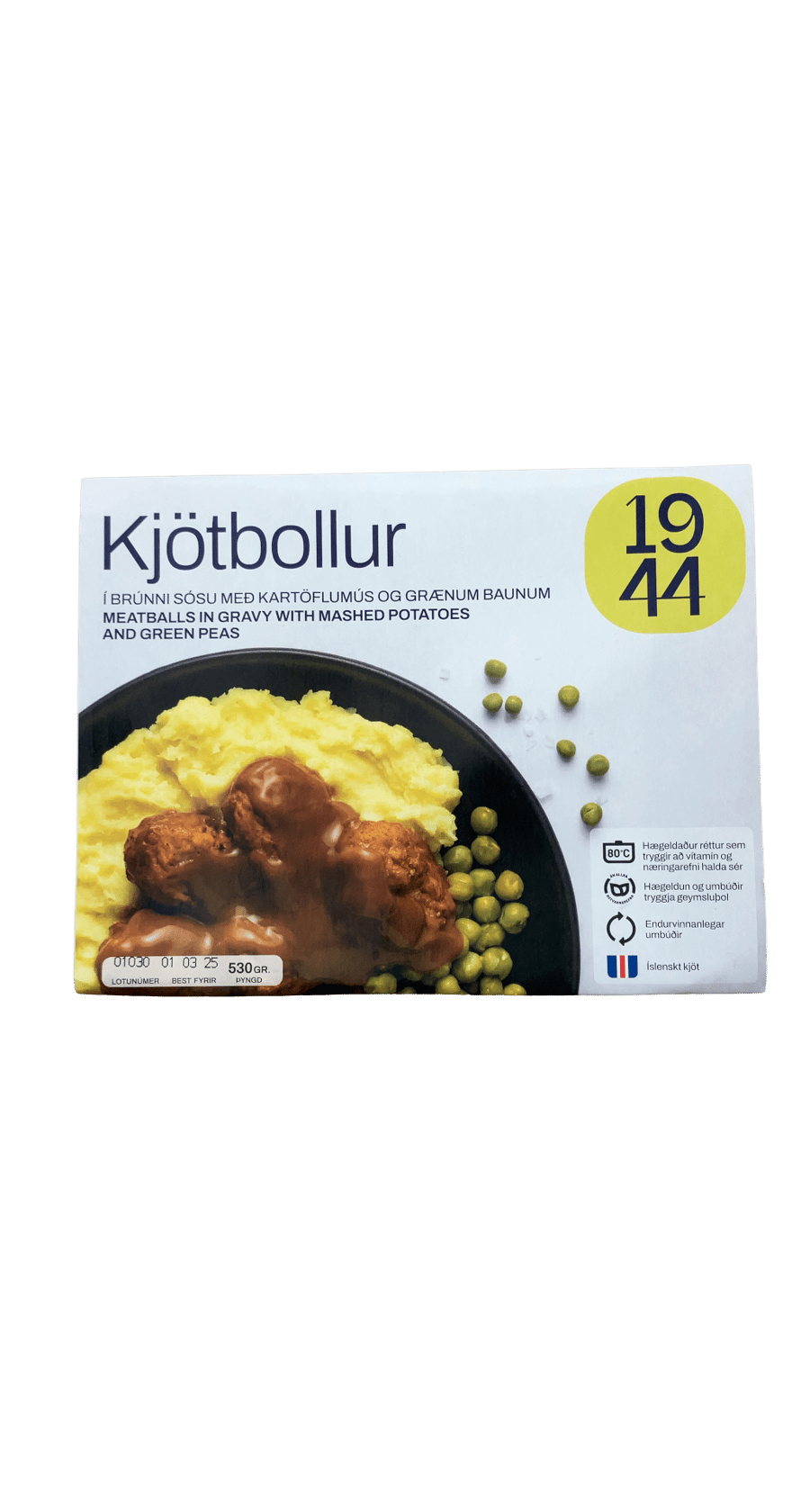 Sláturfélag Suðurlands Kjötbollur í brúnni sósu með kartöflumús og grænum baunum 530 g