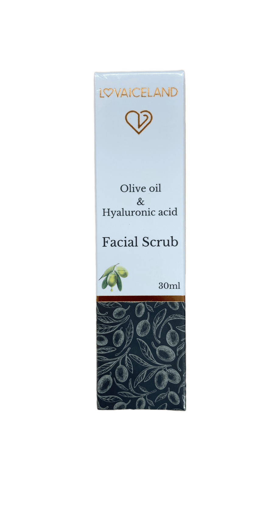 Lovaiceland ólífuolíu- og hýalúrónsýru andlitsskrúbbur 30 ml