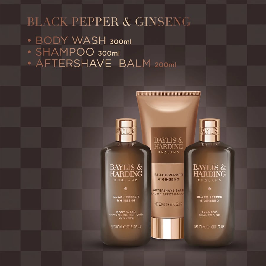 Baylis & Harding Black pepper and Gingseng Signature Collection baðvöru gjafasett