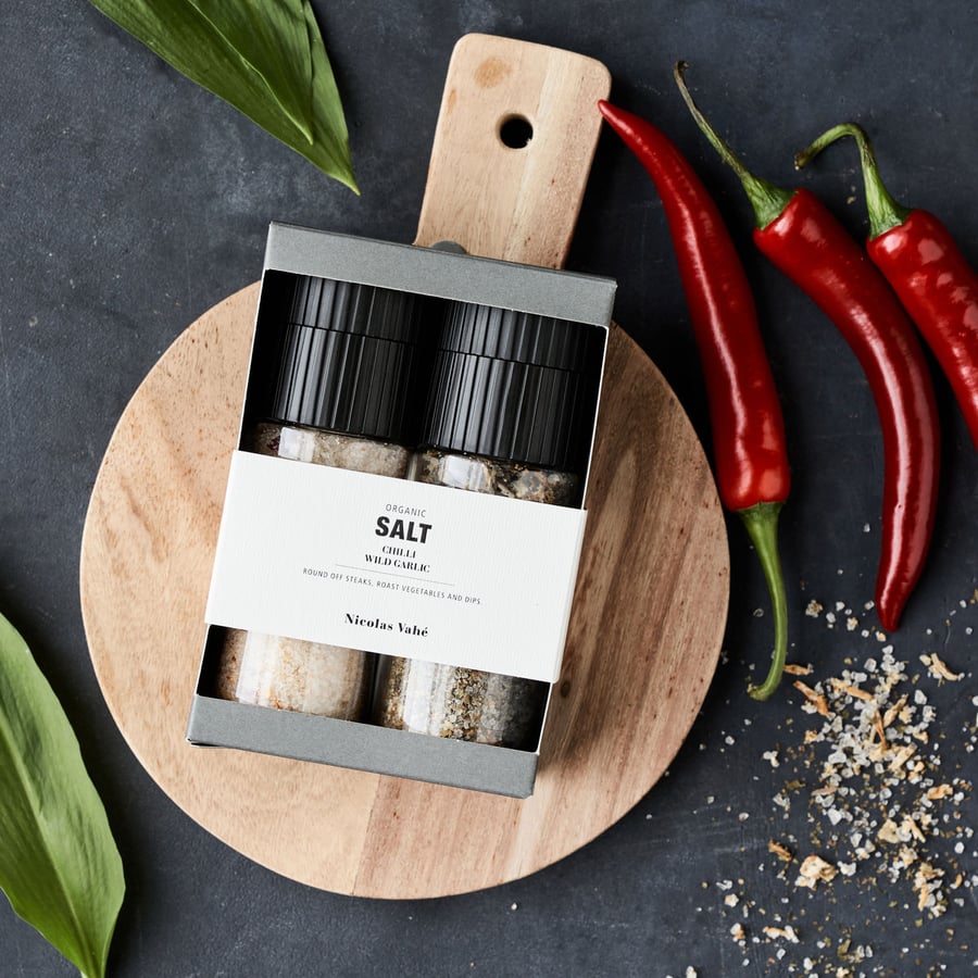 Nicolas Vahé gjafasett chilli salt & viltur hvítlaukur