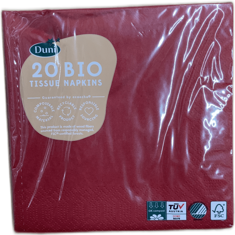 Duni Bio pappírsservíettur vínrauðar 20 stk