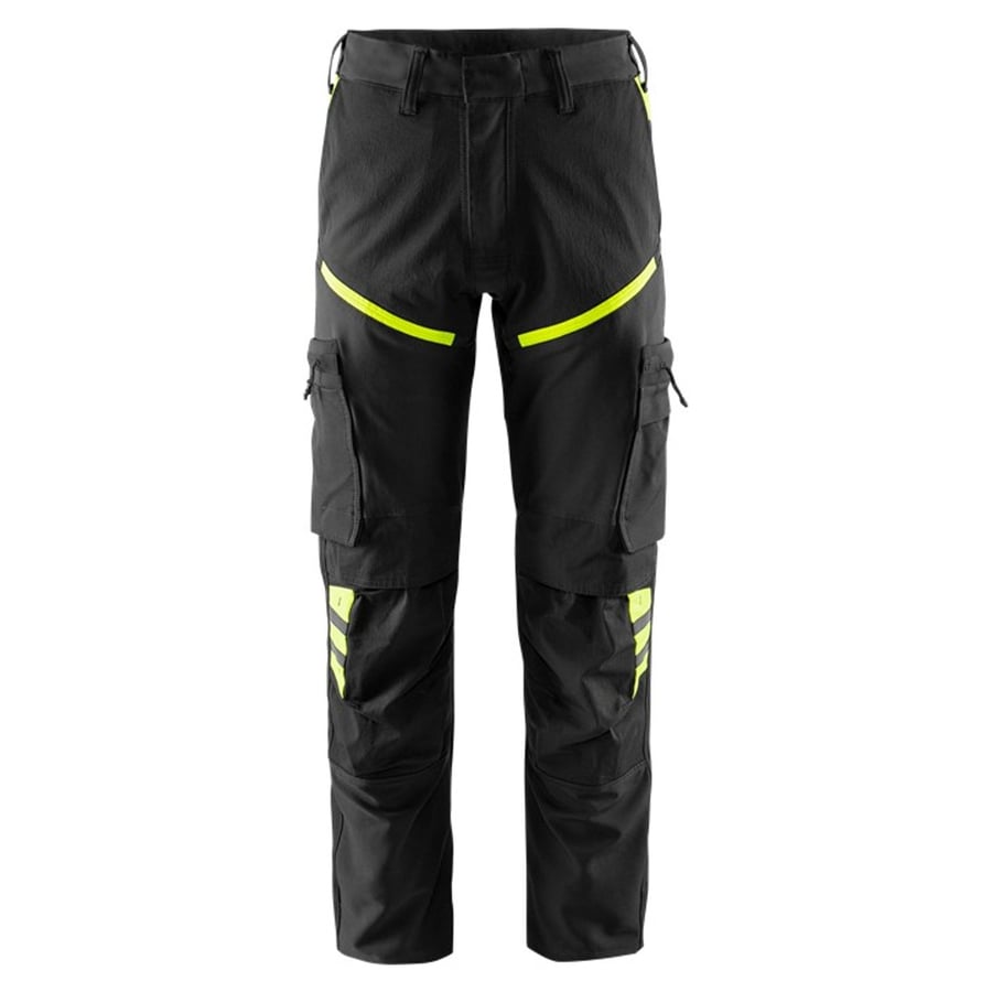 Fristads Haverdal vinnubuxur stretch, svartar/HiViz g