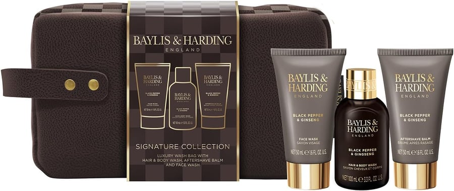 Baylis & Harding Black Pepper & Ginseng Lúxus Herra Snyrtitaska og Gjafasett