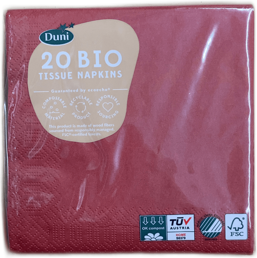 Duni Bio Tissue servíettur Bordeaux 20 stk