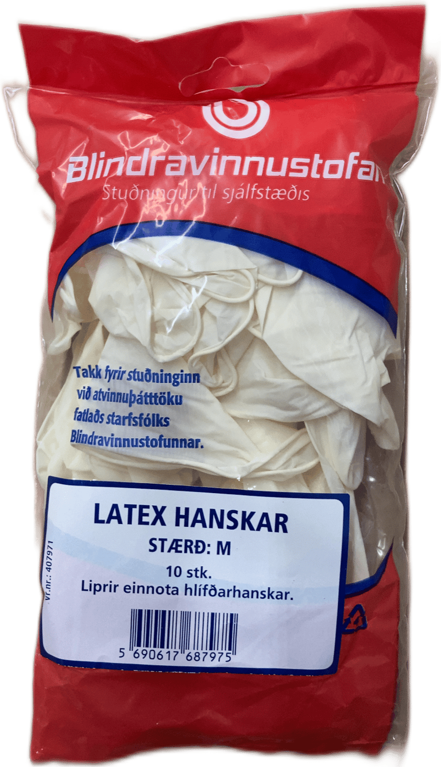 Blindravinnustofa Latex hanskar stærð M 10 stk