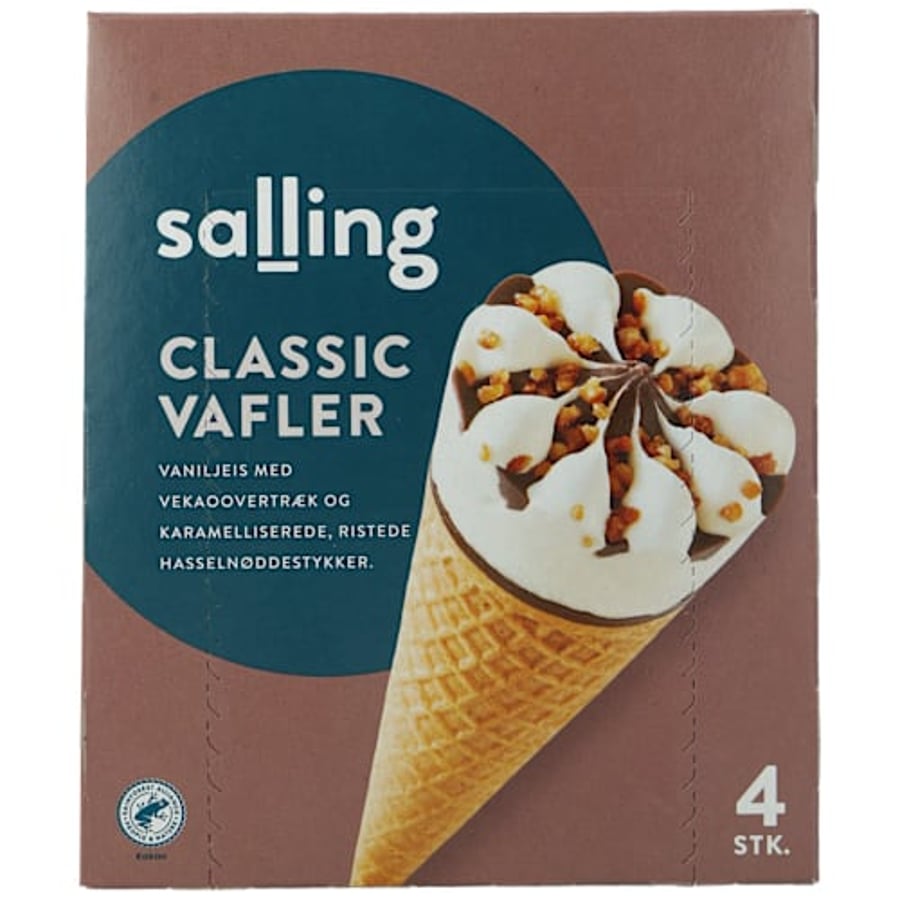 Salling classic ísvafla vanillu, 4 stk. 256 g