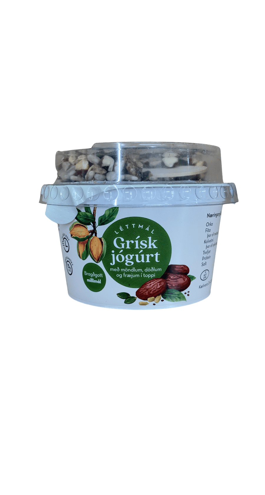 Léttmál Grísk jógúrt með möndlum, döðlum og fræjum í toppi 180 g