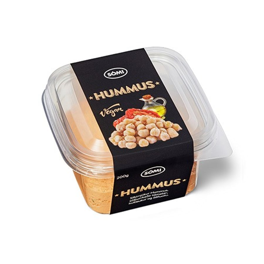 Sómi Hummus Sólþurrkaðir tómatar hvítlaukur og ólífuolía 200 g