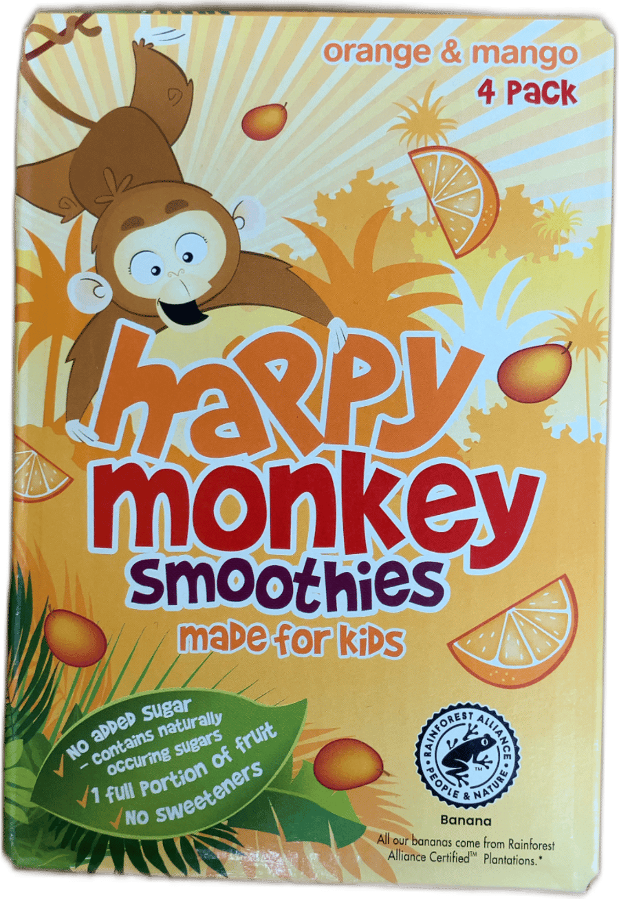 Happy Monkey appelsínu- og mangó-smoothies 4 x 180 ml