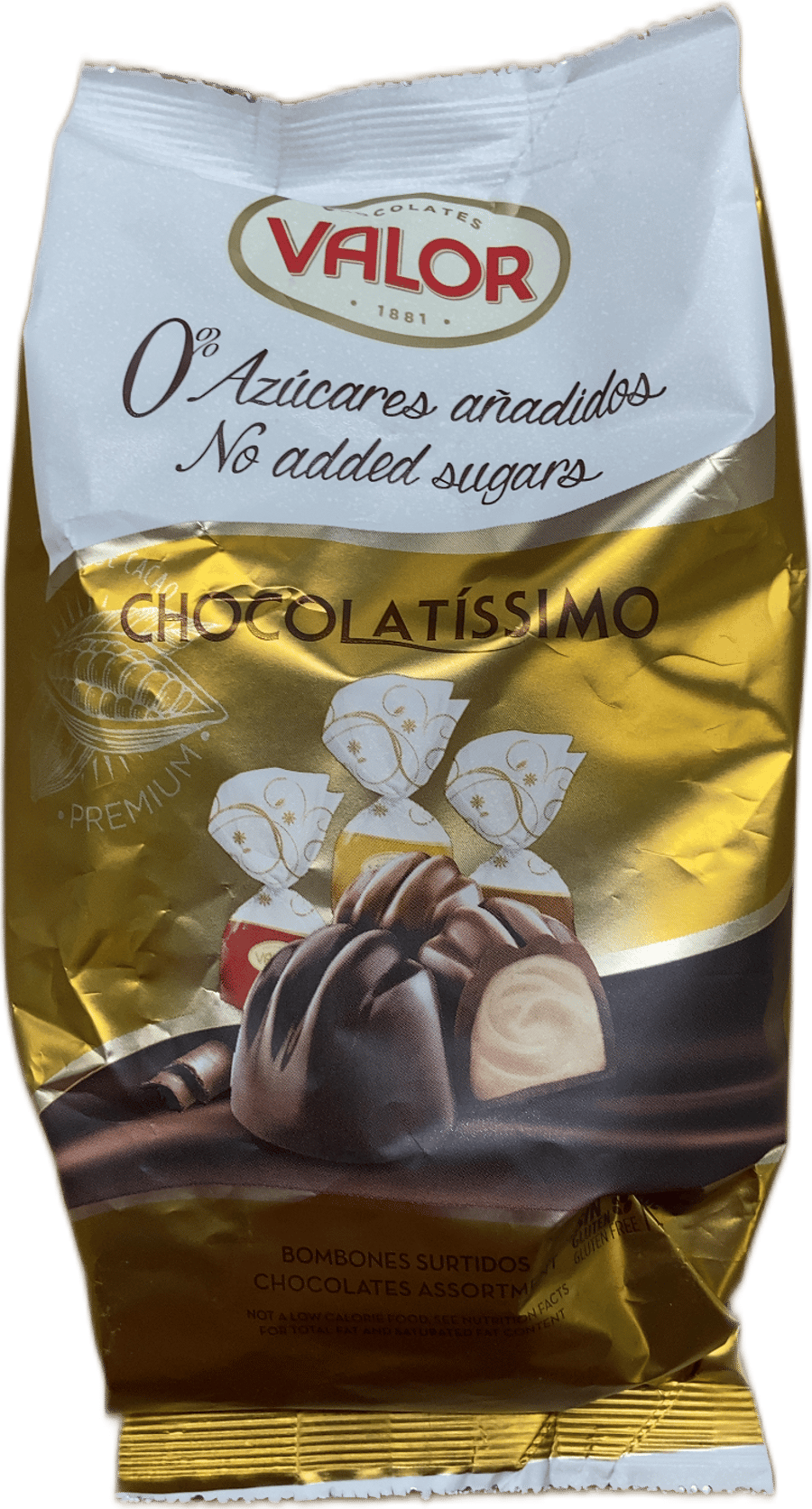 Valor Chocolatissimo úrvals blandaðir fylltir súkkulaðimolar án viðbætts sykurs 180 g