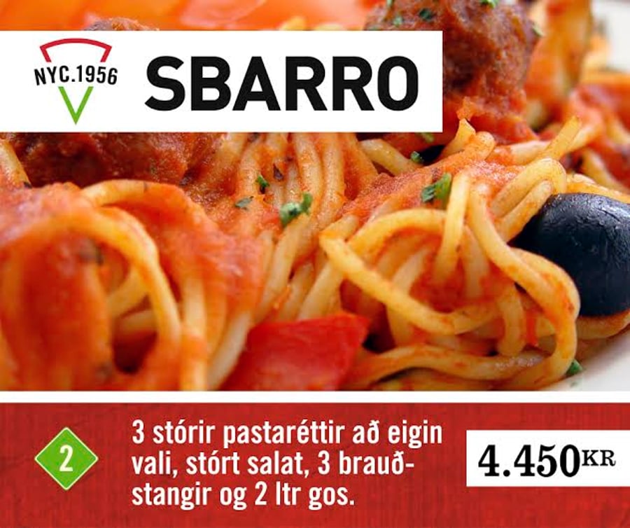 Fjölskyldutilboð #3: 3 pastaréttir, brauðstangir salat og gos