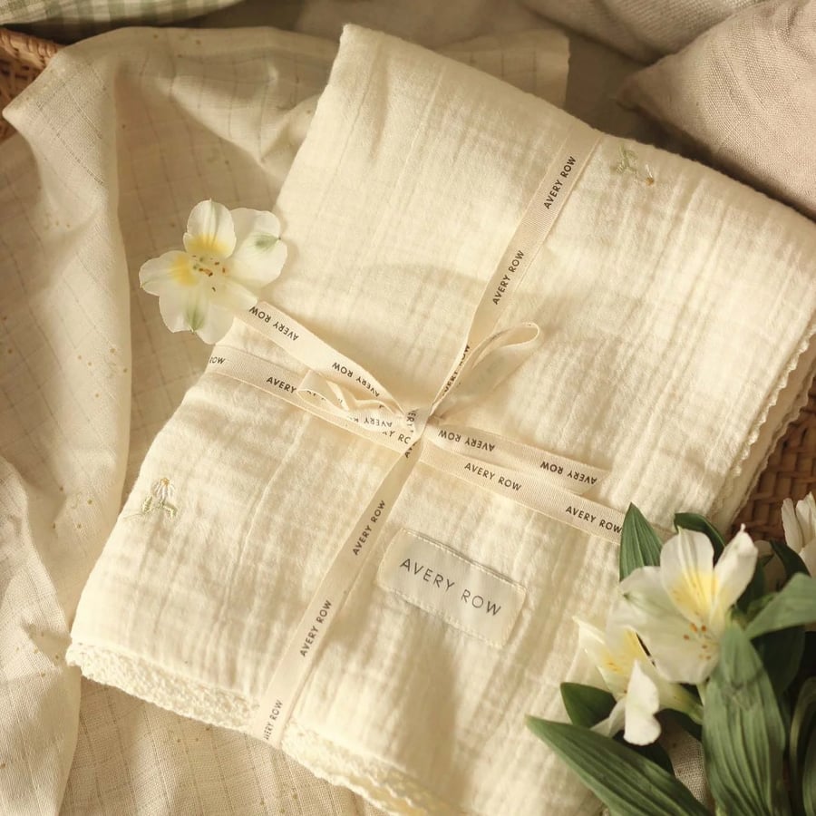 Embroidered Muslin Blanket
