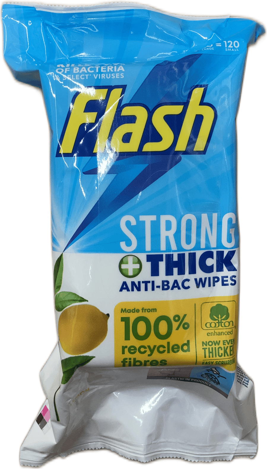 Flash sterkir þykkir bakteríudrepandi hreinsiklútar 120 stk.