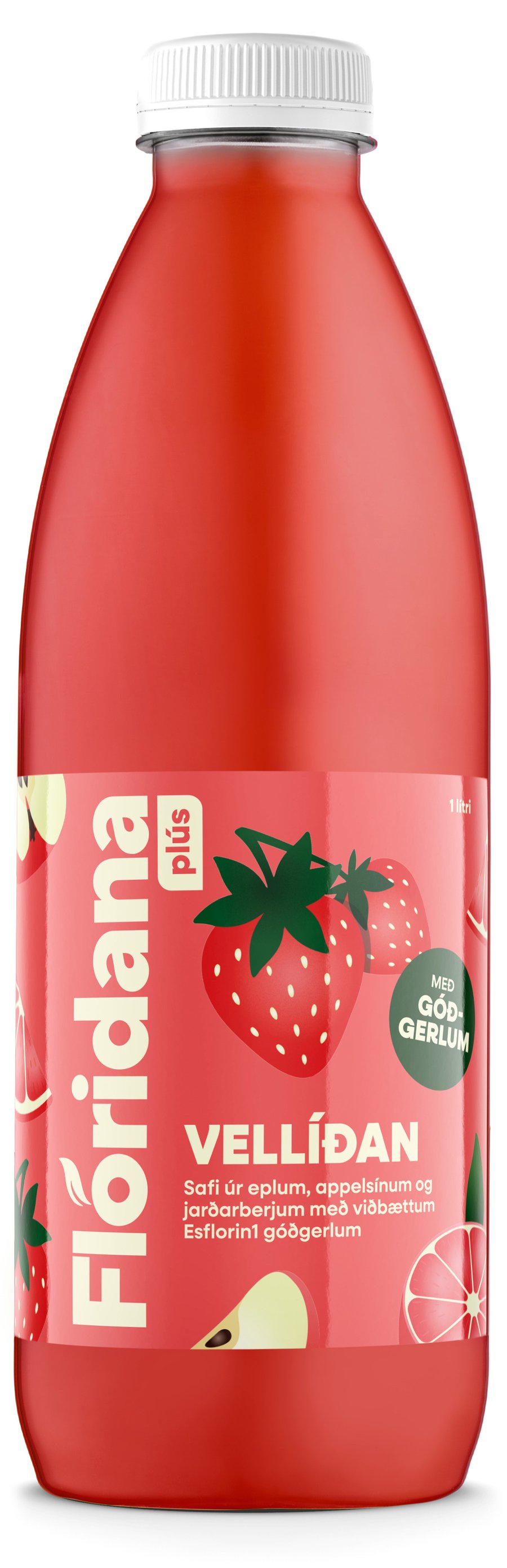 Floridana Vellíðan með góðgerlum epli, appelsínur og jarðarber 1000 ml