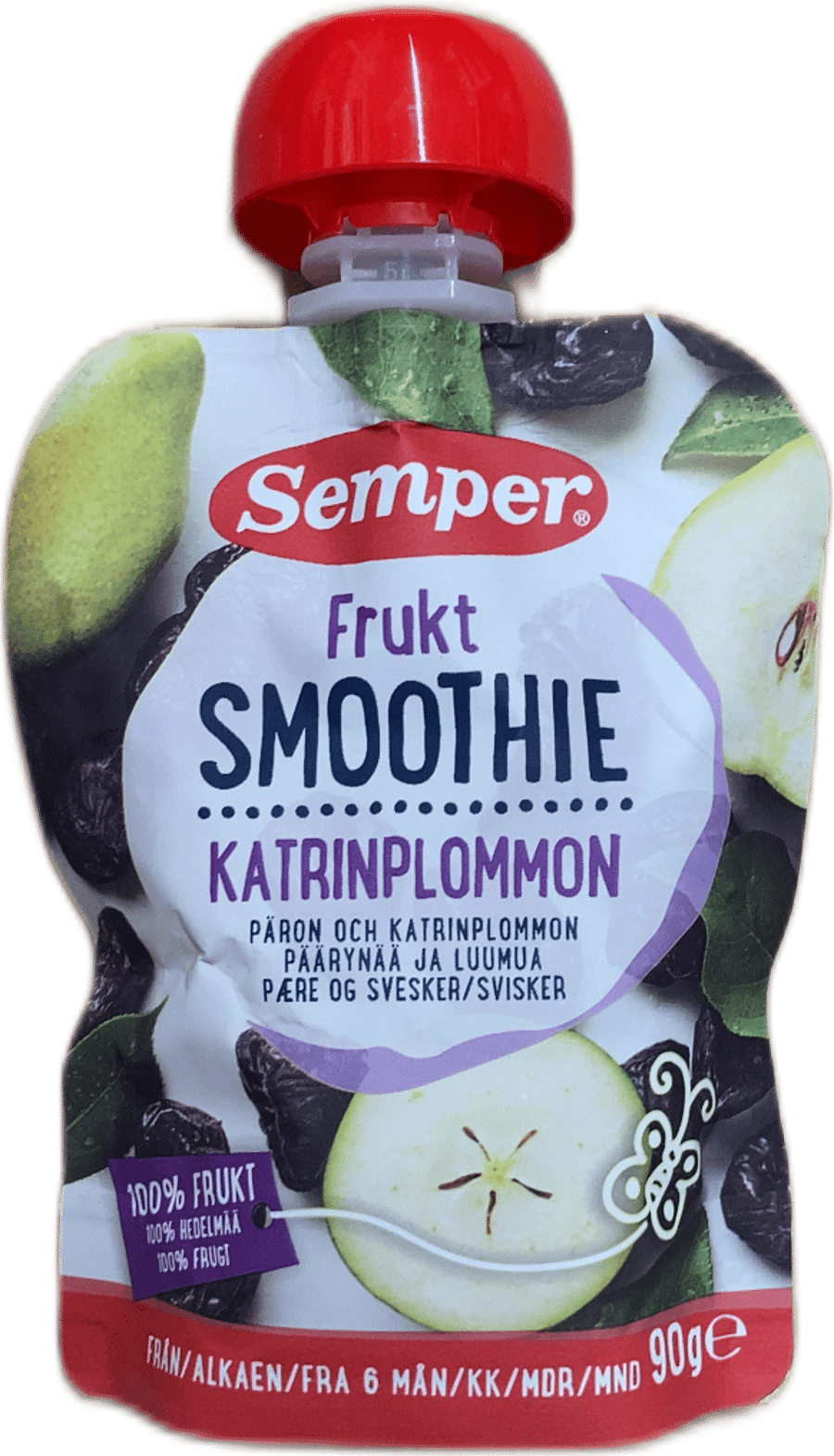 Semper ávaxtasmoothie pera og sveskjur 90 g