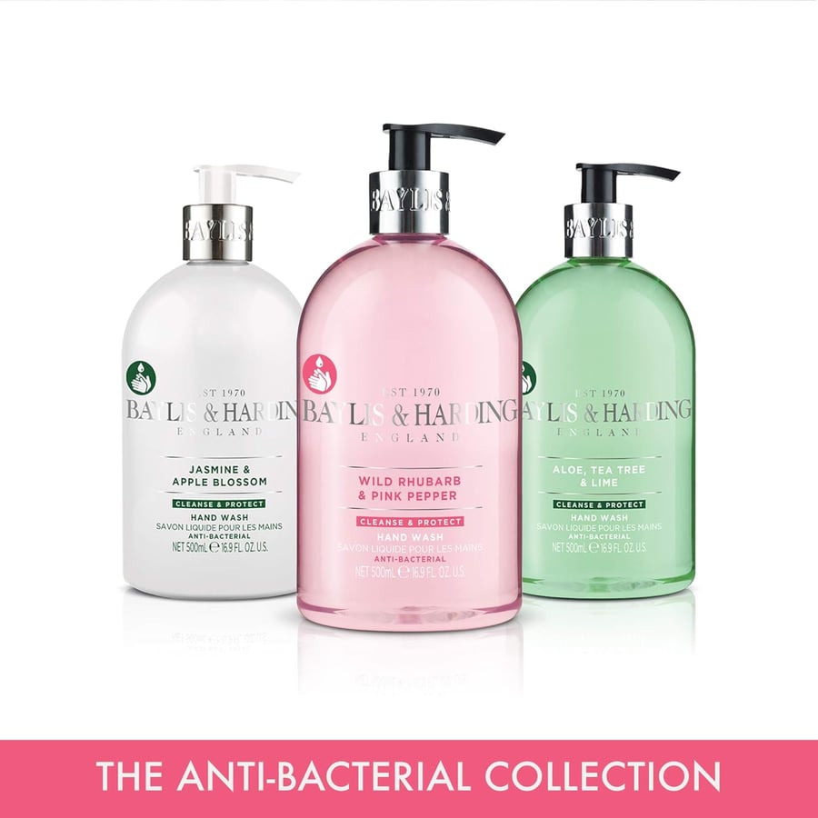 Baylis & Harding Viltur Rabbarbari og Bleikur Pipar Anti-Bacterial Hand Sápa, 500 ml