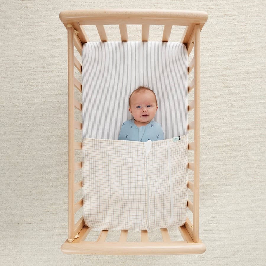 Baby Tuck Sheet – Caramel grid