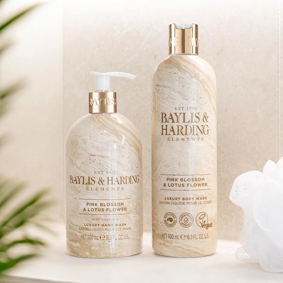 Baylis & Harding Elements Pink Blossom & Lotus Flower Lúxus Bað- og Sturtusápa 500 ml