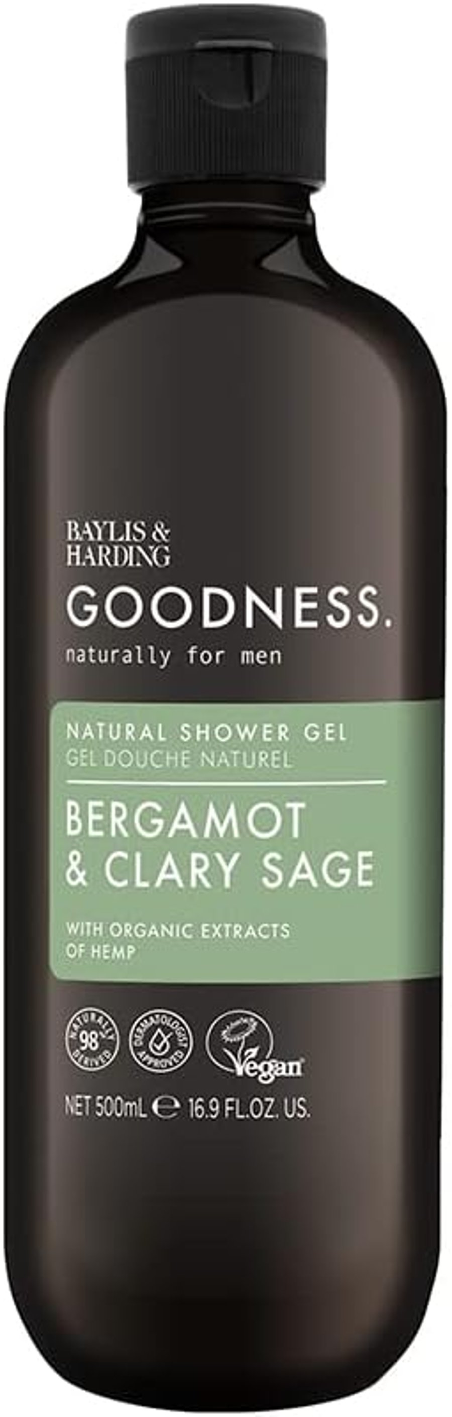 Baylis & Harding Goodness Náttúrulega Sturtusápa fyrir Herra Bergamot & Clary Sage 500 ml