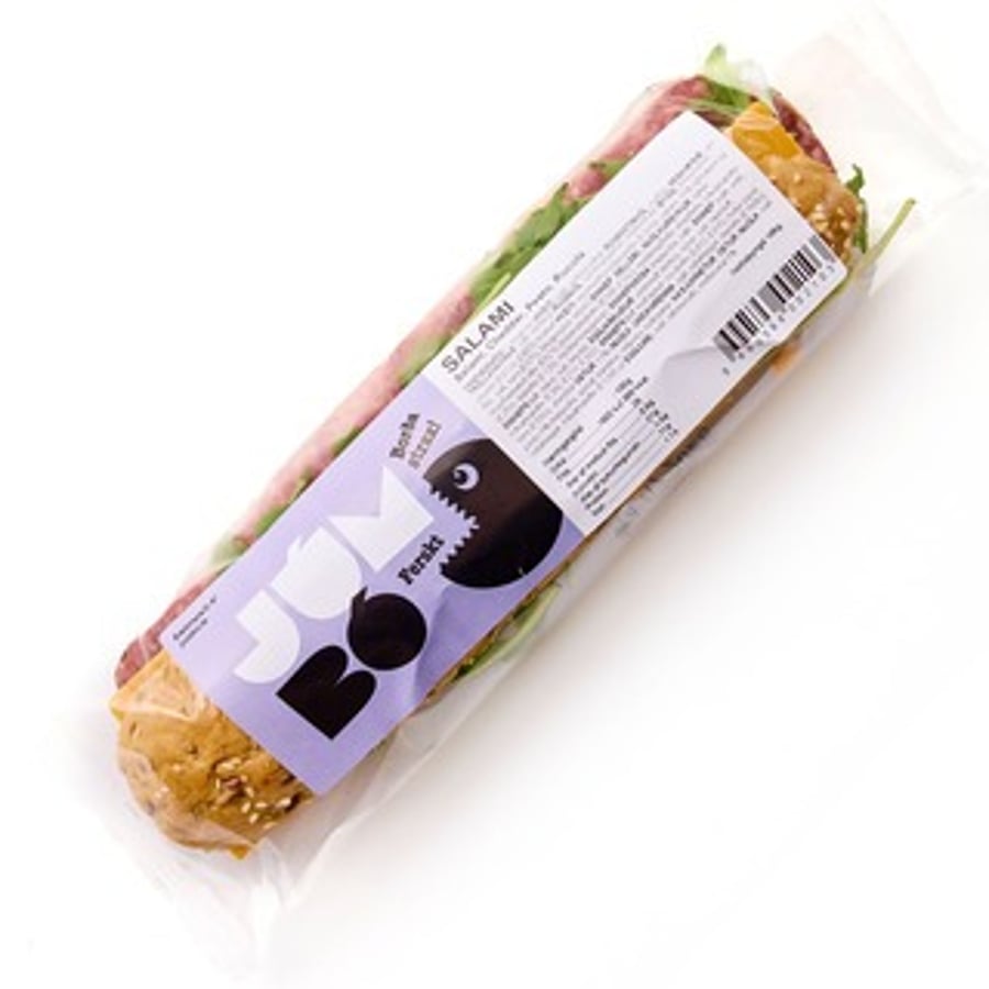 Júmbó langloka með salami, cheddar og klettasalati