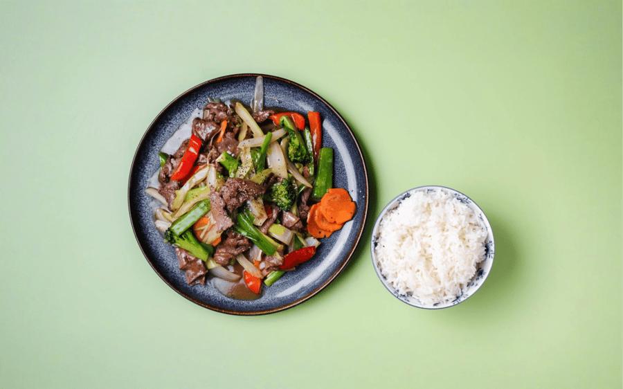 WO5 - Steikt Nautakjöt með Ostrusósu eða Satay
