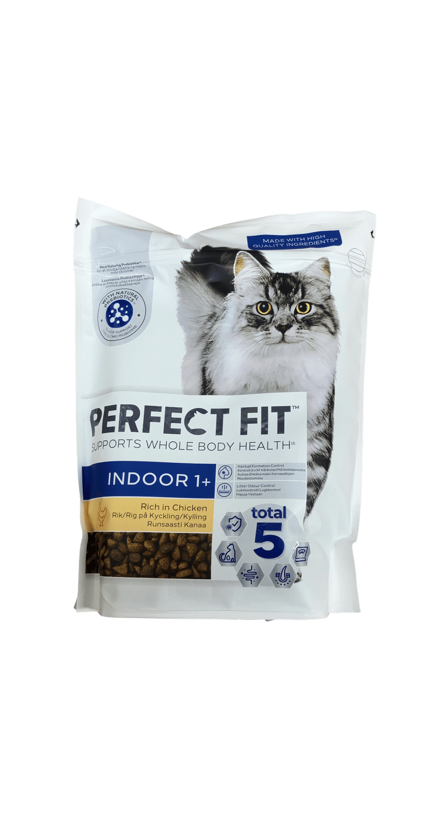 Perfect Fit Indoor 1+ þurrt kattarfóður, ríkt af kjúklingi, 750 g|Perfect Fit Indoor 1+ Rich in Chicken Dry Cat Food 750 g