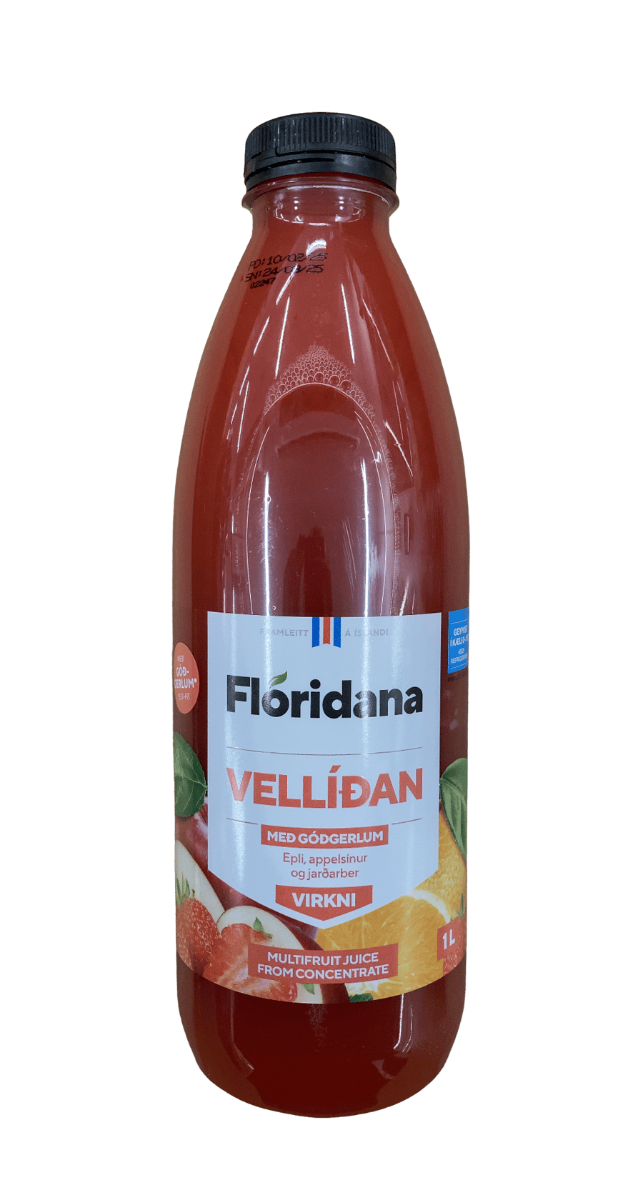 Floridana Vellíðan með góðgerlum epli, appelsínur og jarðarber 1000 ml