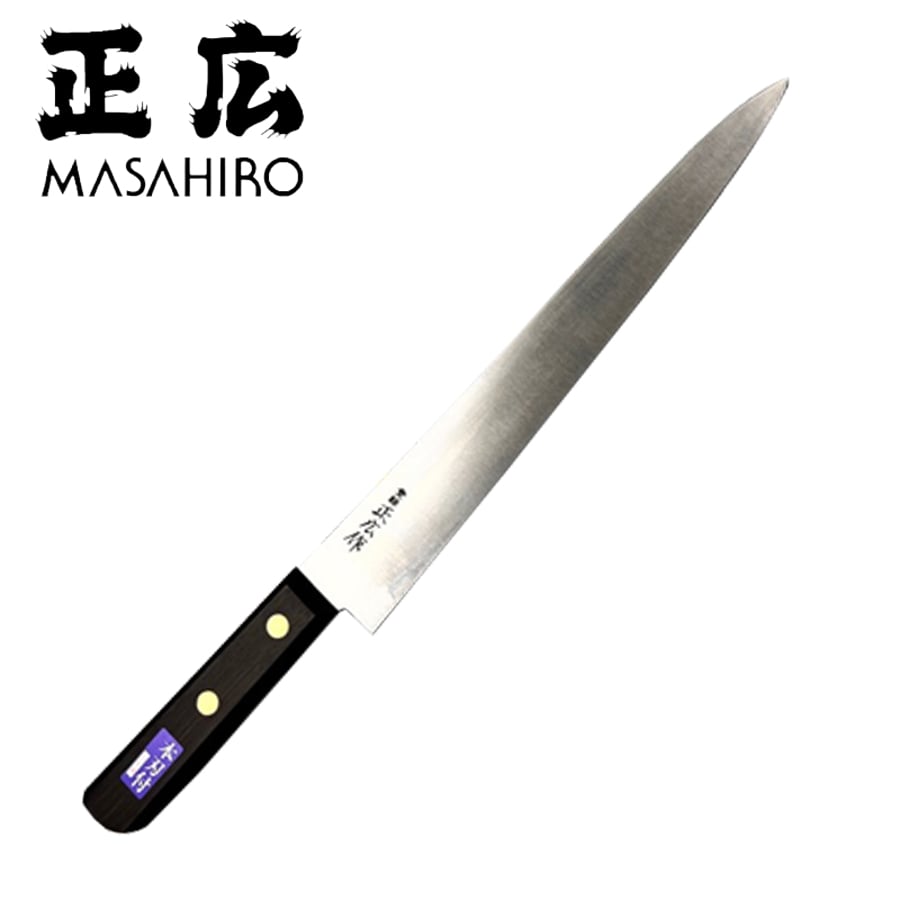 Masahiro Virgin Carbon Slicer hnífur 27 cm. - Viðarhandfang - Economy