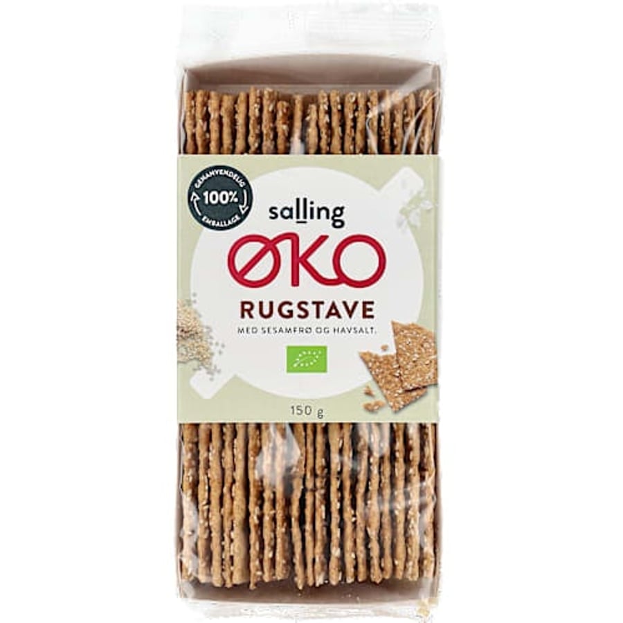 Salling ØKO lífrænar rúgstangir með sesamfræjum og sjávarsalti 150 g