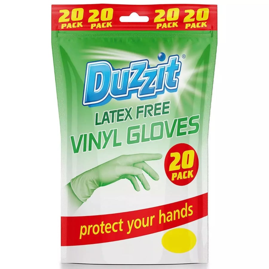 Duzzit Latex Free Vinyl Household Gloves, 20 pör M