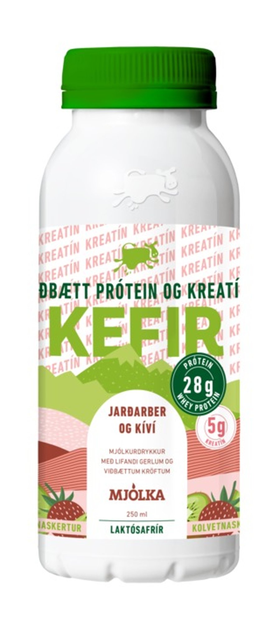 Mjólka kefir jarðarber & kíví með kreatíni 250 ml