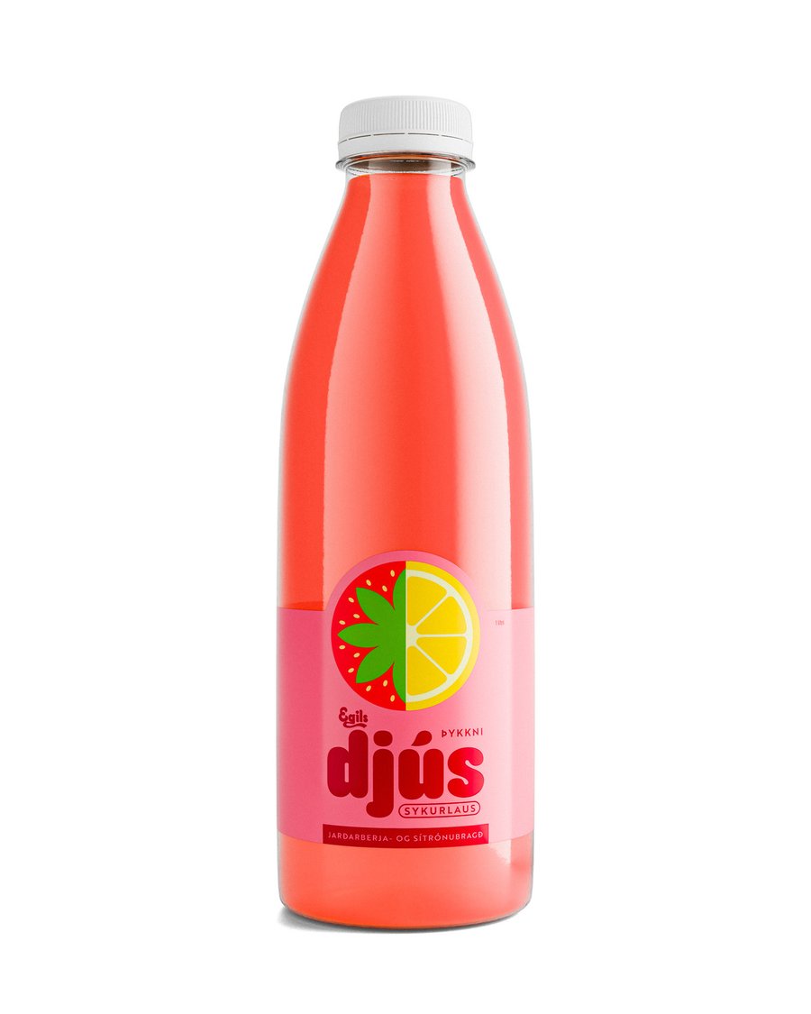 Egils Djús Jarðarberja og sítrónu sykurlaust 1 L