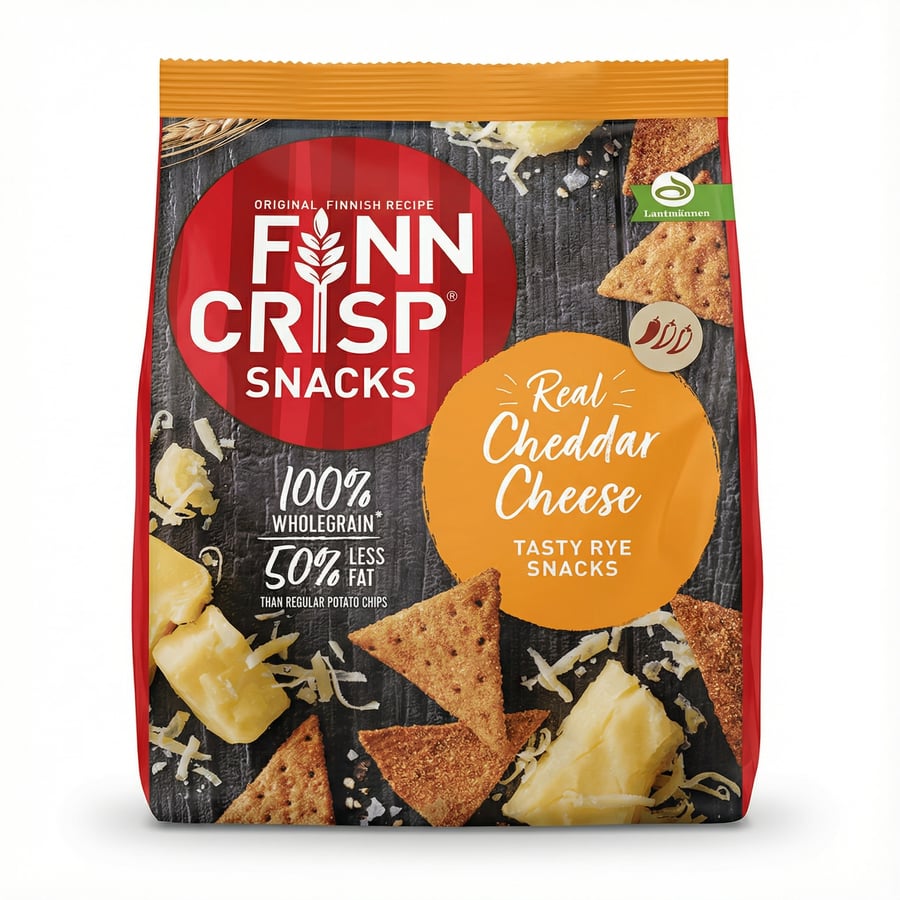 Finn Crisp bragðmikið rúgsnakk með alvöru cheddarosti 150 g