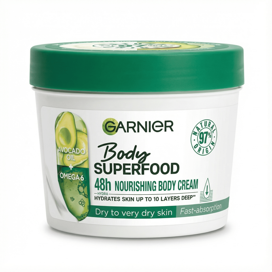 Garnier Body Superfood Avókadóolía & Omega 6 48 klst. nærandi líkamskrem 380 ml