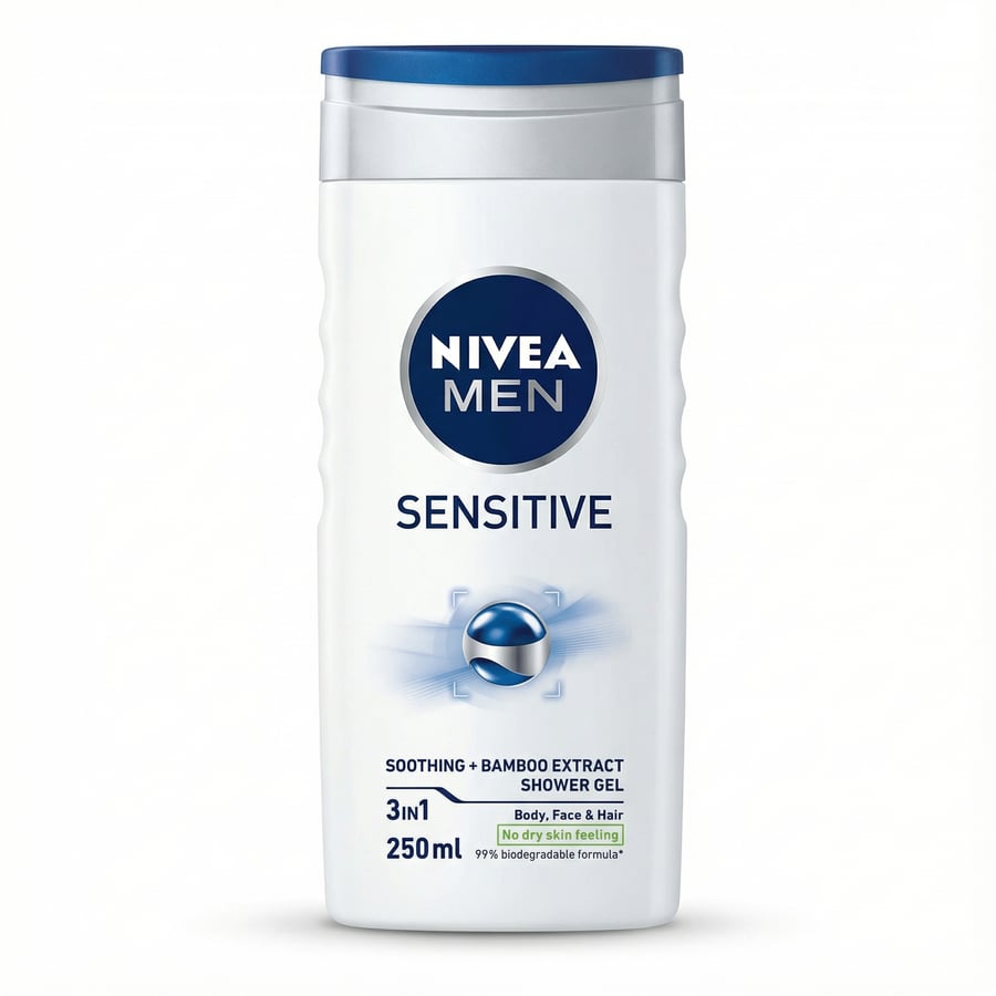 Nivea Men Sensitive róandi 3 í 1 sturtugel með bambusþykkni 250 ml