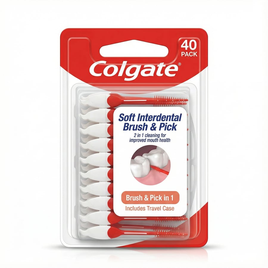 Colgate mjúkur millitannabursti og tannstöngull 40 stk