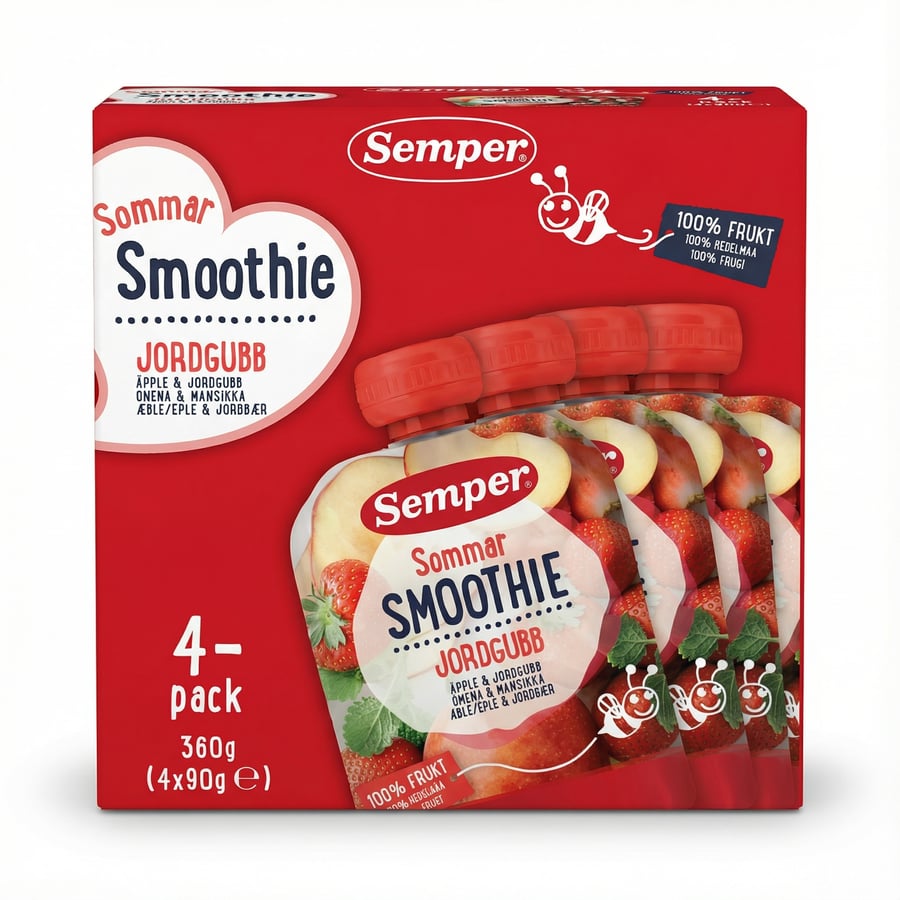 Semper Sumarsmoothie Epli og jarðarber 360 g