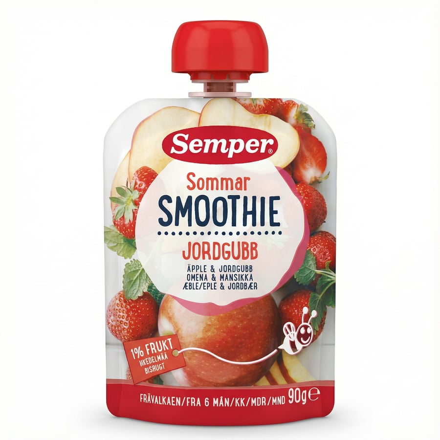 Semper Sommar Smoothie Epli & Jarðarber 90 g