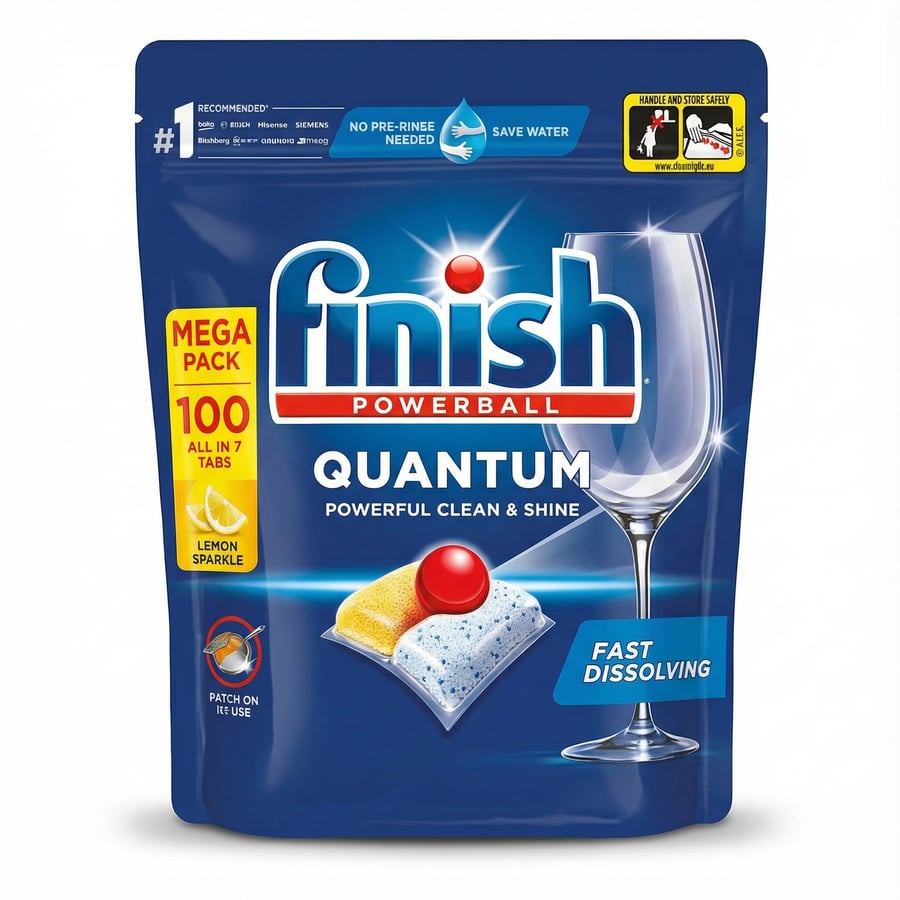 Finish Powerball Quantum All In 1 Lemon Sparkle uppþvottavélatöflur 1040 g