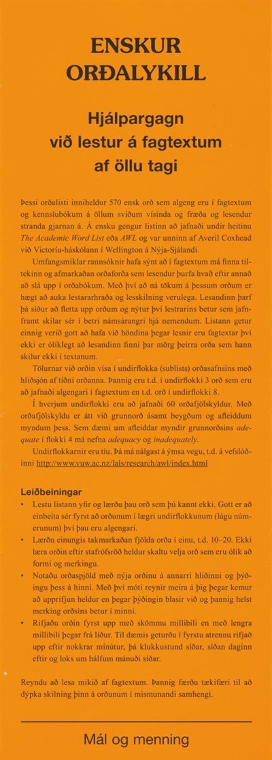 Enskur orðalykill
