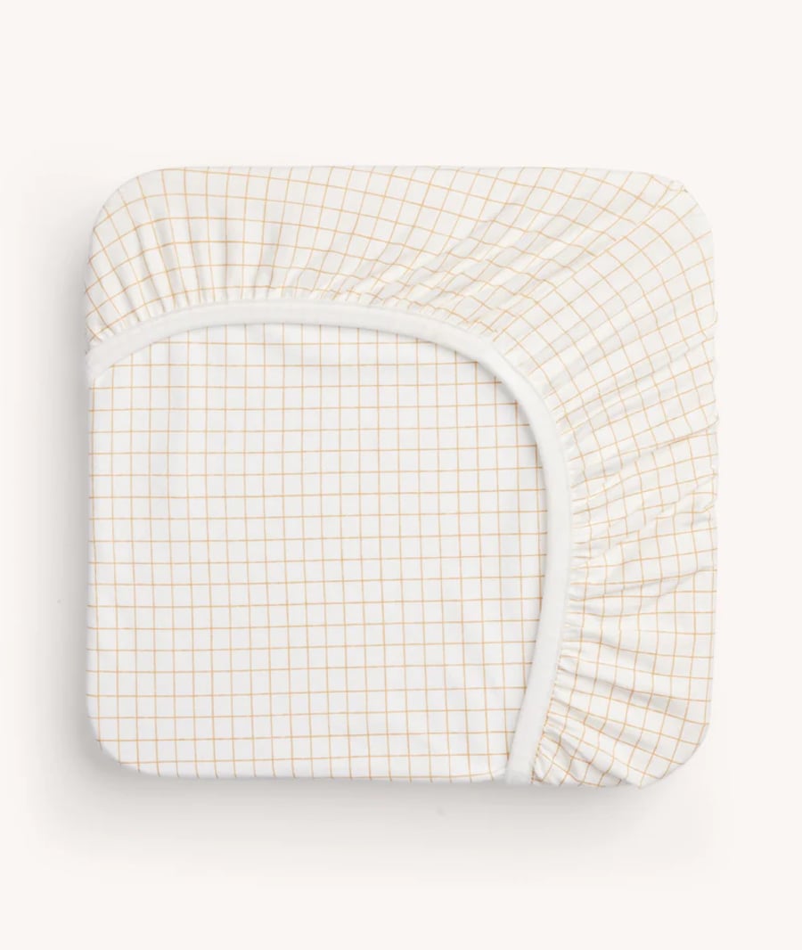 Fitted Sheet lak Caramel grid