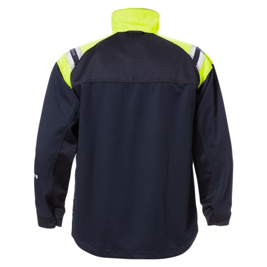 Fristads hitaþolin jakki navy/HiViz gulur