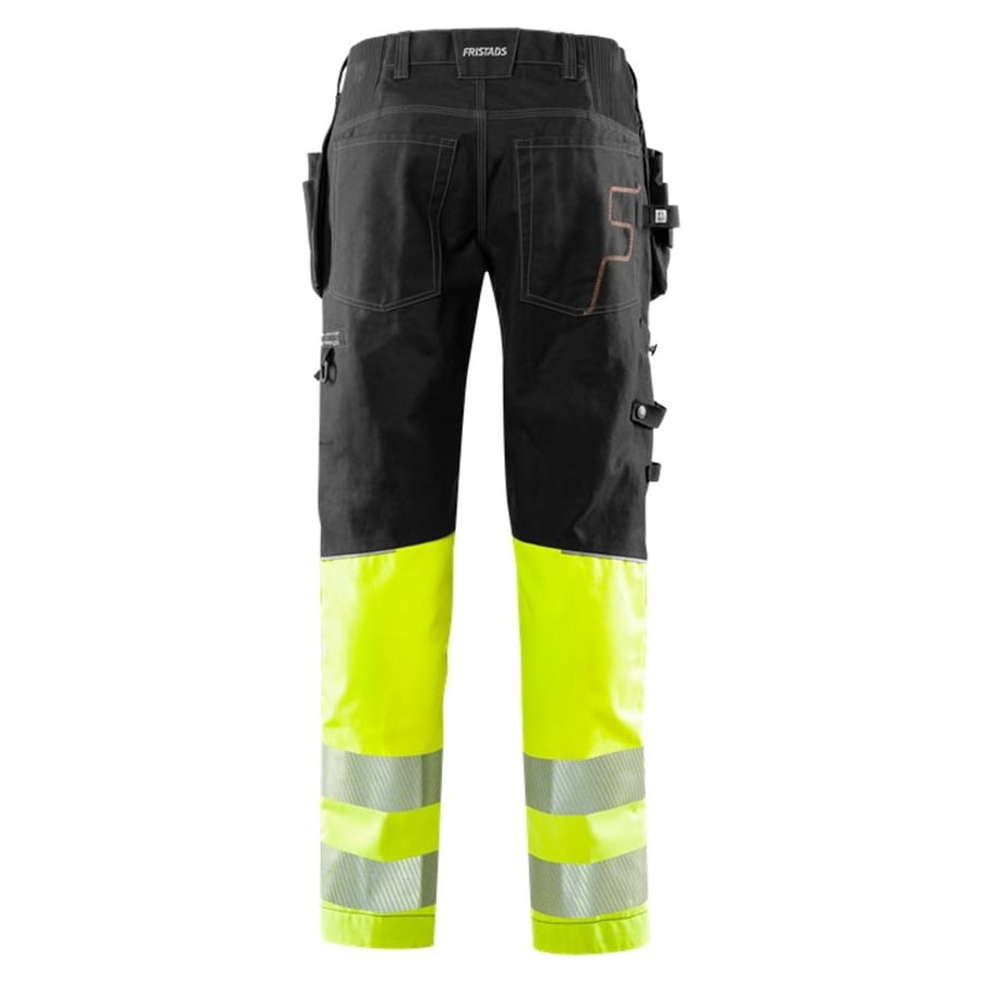 Fristads smíðabuxur með teygju svartar/HiViz gular